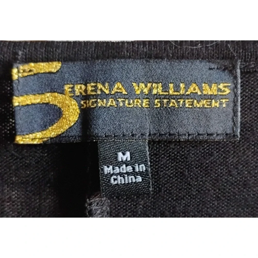 Serena Williams Signature Statement Black Tunic Top Womens M 3/4 Sleeve Asym Hem